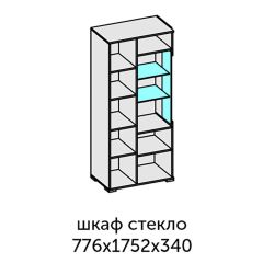 Аллегро-10 Шкаф 2дв. (со стеклом) (дуб крафт золотой-камень темный) в Заводоуковске - zavodoukovsk.mebel24.online | фото 2