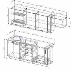 Кухонный гарнитур Антрацит 2550 (Стол. 26мм) в Заводоуковске - zavodoukovsk.mebel24.online | фото 2