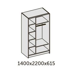 ИННЭС-5 Шкаф-купе 2-х дв. 1400 (2 дв. Ф3 - венге вст. экокожа коричневый) в Заводоуковске - zavodoukovsk.mebel24.online | фото 2
