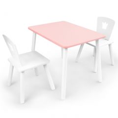 Комплект детской мебели стол и два стула Корона  (Розовый/Белый/Белый) в Заводоуковске - zavodoukovsk.mebel24.online | фото