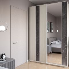Шкаф-купе 1300 серии SILVER S4+S3Z+B2+PL1 (2 ящика+1 штанга) профиль «Серебро» в Заводоуковске - zavodoukovsk.mebel24.online | фото