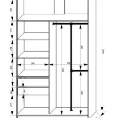 Шкаф-купе 1400 серии SOFT D8+D2+B2+PL4 (2 ящика+F обр.штанга) профиль «Графит» в Заводоуковске - zavodoukovsk.mebel24.online | фото 3