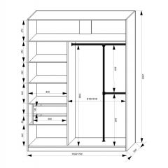 Шкаф-купе 1500 серии NEW CLASSIC K4+K4+B2+PL4 (2 ящика+F обр. штанга) профиль «Капучино» в Заводоуковске - zavodoukovsk.mebel24.online | фото 3