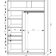 Шкаф-купе 1600 серии SOFT D1+D3+B2+PL1 (2 ящика+1штанга) профиль «Графит» в Заводоуковске - zavodoukovsk.mebel24.online | фото 4