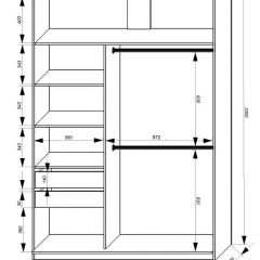 Шкаф-купе 1600 серии SOFT D8+D2+B2+PL4 (2 ящика+F обр.штанга) профиль «Графит» в Заводоуковске - zavodoukovsk.mebel24.online | фото 2