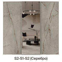 Шкаф-купе 1950 серии SILVER S3+S1+S3Z B22+PL2 (по 2 ящика лев/прав+1штанга+1 полка) профиль «Серебро» в Заводоуковске - zavodoukovsk.mebel24.online | фото 7