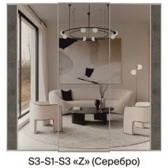Шкаф-купе 1950 серии SILVER S3+S1+S3Z B22+PL2 (по 2 ящика лев/прав+1штанга+1 полка) профиль «Серебро» в Заводоуковске - zavodoukovsk.mebel24.online | фото 8