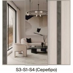 Шкаф-купе 1950 серии SILVER S3+S1+S3Z B22+PL2 (по 2 ящика лев/прав+1штанга+1 полка) профиль «Серебро» в Заводоуковске - zavodoukovsk.mebel24.online | фото 9