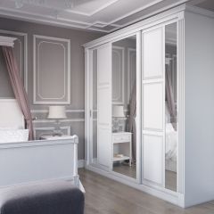 Шкаф-купе 2150 серии NEW CLASSIC K6Z+K1+K6+B22+PL2(по 2 ящика лев/прав+1 штанга+1 полка) профиль «Капучино» в Заводоуковске - zavodoukovsk.mebel24.online | фото