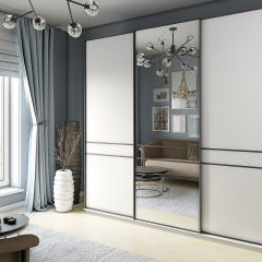 Шкаф-купе 2400 серии SOFT D5+D4+D5+B22+PL3 (по 2 ящика лев/прав+2штанги) профиль «Графит» в Заводоуковске - zavodoukovsk.mebel24.online | фото