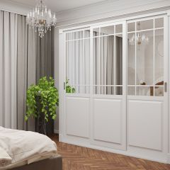 Шкаф-купе 2450 серии NEW CLASSIC K5+K5+K5+B22+PL3 (по 2 ящика лев/прав+1 штанга+1полка) профиль «Капучино» в Заводоуковске - zavodoukovsk.mebel24.online | фото