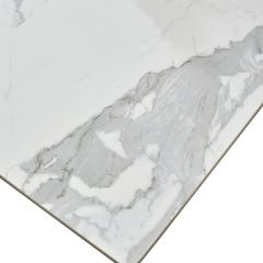 Стол CREMONA 140 HIGH GLOSS STATUARIO Белый мрамор глянцевый, керамика/ белый каркас, ®DISAUR в Заводоуковске - zavodoukovsk.mebel24.online | фото 5