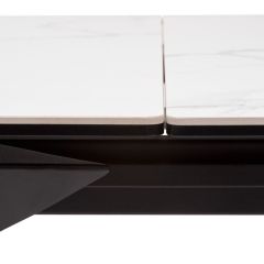 Стол CREMONA 140 HIGH GLOSS STATUARIO Белый мрамор глянцевый, керамика/ черный каркас, ®DISAUR в Заводоуковске - zavodoukovsk.mebel24.online | фото 6