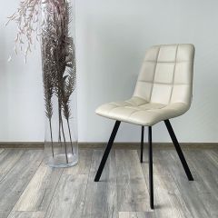 Стул CHILLI SQUARE HK017-02 серо-бежевый, PU/ черный каркас М-City в Заводоуковске - zavodoukovsk.mebel24.online | фото 2