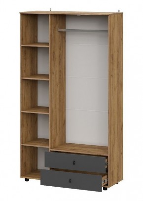 БАЙКАЛ Шкаф трехстворчатый (с ящиками) Графит/Дуб золотой в Заводоуковске - zavodoukovsk.mebel24.online | фото 2