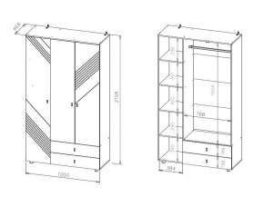БАЙКАЛ Шкаф трехстворчатый (с ящиками) Графит/Дуб золотой в Заводоуковске - zavodoukovsk.mebel24.online | фото 3