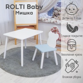 Детский комплект стол и стул «Мишка» Rolti Baby  (голубая столешница/голубое сиденье/белые ножки) в Заводоуковске - zavodoukovsk.mebel24.online | фото