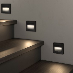 DK3050-BK Светильник встраиваемый в стену, IP 20, LED 3000, 1 Вт, черный пластик в Заводоуковске - zavodoukovsk.mebel24.online | фото 3