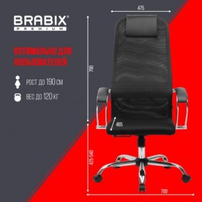 Кресло BRABIX PREMIUM "Ultimate EX-800" хром, плотная двойная сетка Х2, черное, 532911 в Заводоуковске - zavodoukovsk.mebel24.online | фото 6