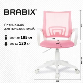 Кресло BRABIX "Fly MG-396W", с подлокотниками, пластик белый, сетка, розовое, 533008 в Заводоуковске - zavodoukovsk.mebel24.online | фото 5