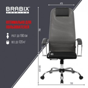 Кресло офисное BRABIX PREMIUM "Ultimate EX-800" хром, плотная двойная сетка Х2, черное/серое, 532912 в Заводоуковске - zavodoukovsk.mebel24.online | фото 3