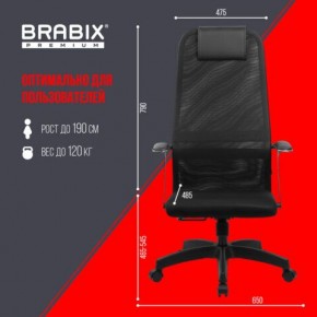 Кресло офисное BRABIX PREMIUM "Ultimate EX-801" пластик, плотная двойная сетка Х2, черное, 532922 в Заводоуковске - zavodoukovsk.mebel24.online | фото 5