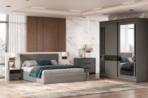 Кровать двойная №4 с основанием (Серый) в Заводоуковске - zavodoukovsk.mebel24.online | фото 3