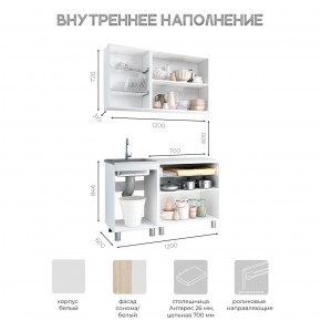 Кухня Айсбери 1.2 м (Белый/Дуб Сонома) в Заводоуковске - zavodoukovsk.mebel24.online | фото 3