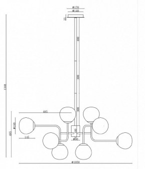 Люстра на штанге Maytoni Erich MOD221-PL-12-G в Заводоуковске - zavodoukovsk.mebel24.online | фото 3