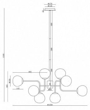 Люстра на штанге Maytoni Erich MOD221-PL-12-N в Заводоуковске - zavodoukovsk.mebel24.online | фото 3