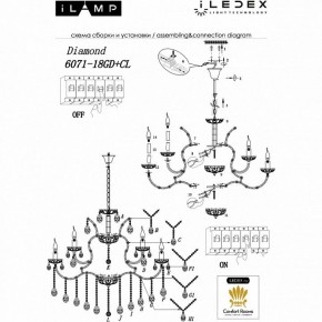 Подвесная люстра iLamp Diamond 6071-18 GD+CL в Заводоуковске - zavodoukovsk.mebel24.online | фото 2