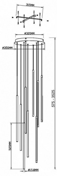 Подвесная люстра Maytoni Light stick MOD236PL-L54BS3K в Заводоуковске - zavodoukovsk.mebel24.online | фото 6
