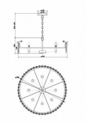 Подвесной светильник Maytoni Puntes MOD043PL-08CH в Заводоуковске - zavodoukovsk.mebel24.online | фото 4