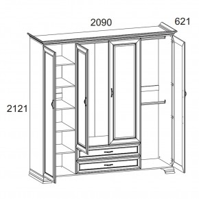 Шкаф 4D2S Z, TIFFANY, цвет вудлайн кремовый в Заводоуковске - zavodoukovsk.mebel24.online | фото 2