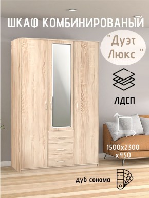 Шкаф комбинированный Дуэт Люкс с зеркалом в Заводоуковске - zavodoukovsk.mebel24.online | фото