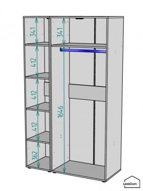 Шкаф Linnea MHR-3-1 2050х1200х510 (Белый-М 11.1.2) в Заводоуковске - zavodoukovsk.mebel24.online | фото 3