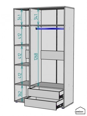 Шкаф Linnea MHR-3-2 2050х1200х510 (Белый-М 11.1.1) в Заводоуковске - zavodoukovsk.mebel24.online | фото 3