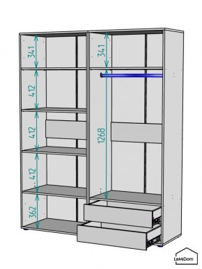 Шкаф Linnea MHR-4-2 2050х1600х510 (Графит-М 11.1.25) в Заводоуковске - zavodoukovsk.mebel24.online | фото 3