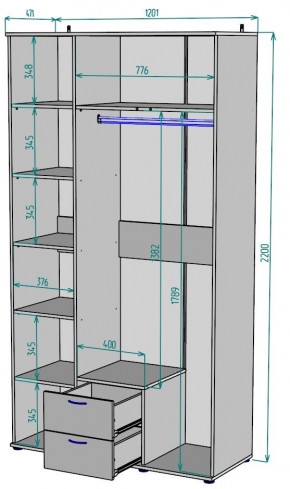 Шкаф Ольга H54 в Заводоуковске - zavodoukovsk.mebel24.online | фото 2