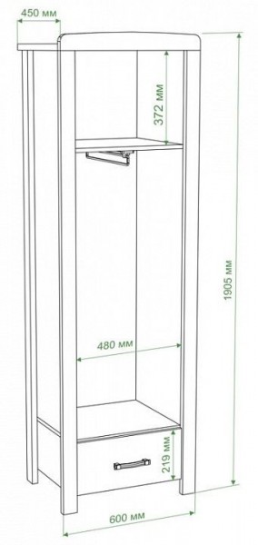 Шкаф платяной Бартоло Ш1Д в Заводоуковске - zavodoukovsk.mebel24.online | фото 2