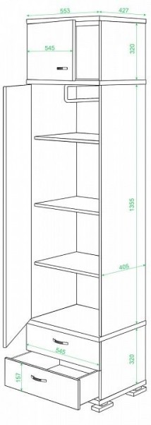 Шкаф платяной Домино КС-10 в Заводоуковске - zavodoukovsk.mebel24.online | фото 2