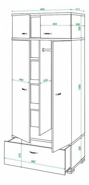 Шкаф платяной Домино КС-20 в Заводоуковске - zavodoukovsk.mebel24.online | фото 3