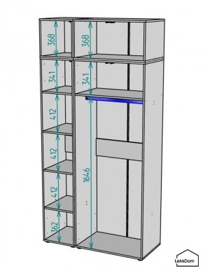 Шкаф с антресолью Linnea MHR-3A-1 2450х1200х510 (Графит-М 11.1.25) в Заводоуковске - zavodoukovsk.mebel24.online | фото 3
