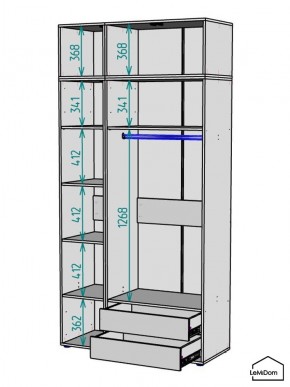 Шкаф с антресолью Linnea MHR-3A-2 2450х1200х510 (Белый-М 11.1.1) в Заводоуковске - zavodoukovsk.mebel24.online | фото 3