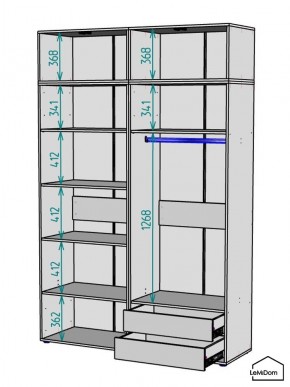 Шкаф с антресолью Linnea MHR-4A-2 2450х1600х510 (Графит-М 11.1.25) в Заводоуковске - zavodoukovsk.mebel24.online | фото 3