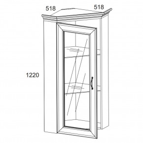 Шкаф с витриной 1VU, TIFFANY, цвет вудлайн кремовый в Заводоуковске - zavodoukovsk.mebel24.online | фото