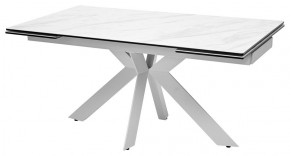 Стол BELLUNO 160 MARBLES KL-99 Белый мрамор матовый, итальянская керамика/ белый каркас, ®DISAUR в Заводоуковске - zavodoukovsk.mebel24.online | фото 1