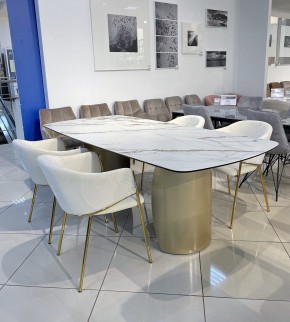 Стол BRONTE 220 KL-188 Контрастный мрамор матовый, итальянская керамика/ Шампань, ®DISAUR в Заводоуковске - zavodoukovsk.mebel24.online | фото 3