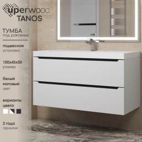 Тумба под раковину Uperwood Tanos 100 см, подвесная, белая/графит в Заводоуковске - zavodoukovsk.mebel24.online | фото 3