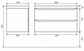 Тумба под раковину Uperwood Tanos 90 см, подвесная, белая/графит в Заводоуковске - zavodoukovsk.mebel24.online | фото 6
